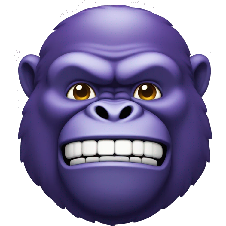 fat purple gorilla smiling with a pixelated look emoji