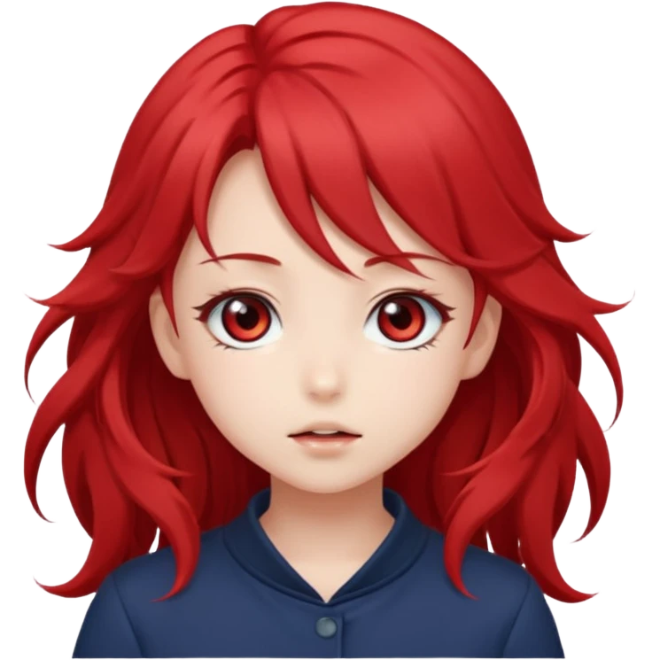 cute anime girl with ears, red blowing hair emoji