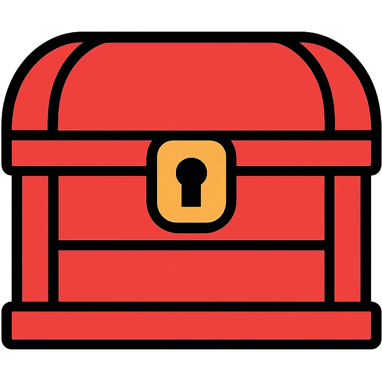 A simple red treasure chest with a lock, RPG style emoji