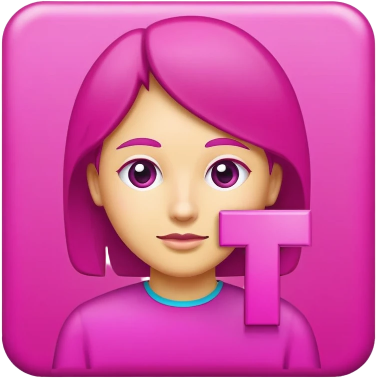 words in magenta “T” emoji