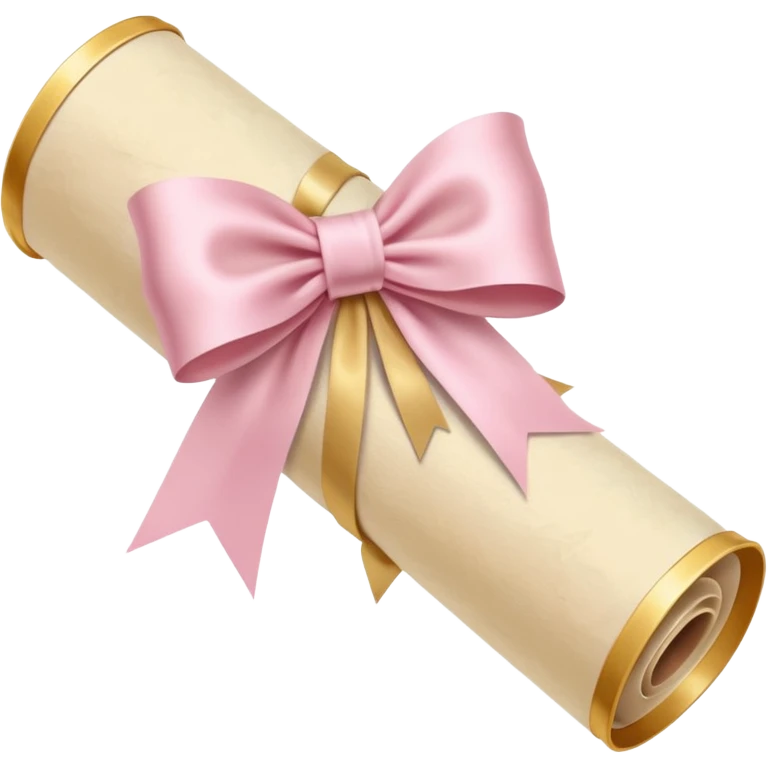 rolled up diploma tied with a light pink bow emoji