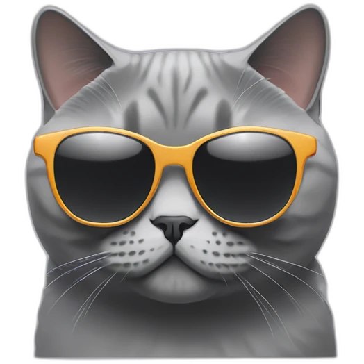 deep grayBritish Shorthair Cat with sunglasses use camera emoji
