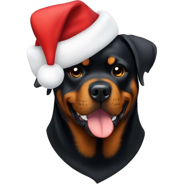 Rottweiler with a Santa hat emoji