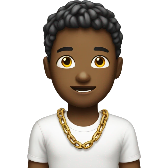 boy wearing white tshirt and big chain necklace  emoji