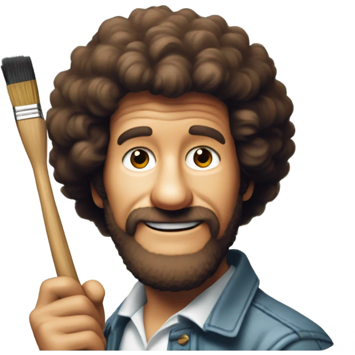 Bob ross holding a paint brush emoji