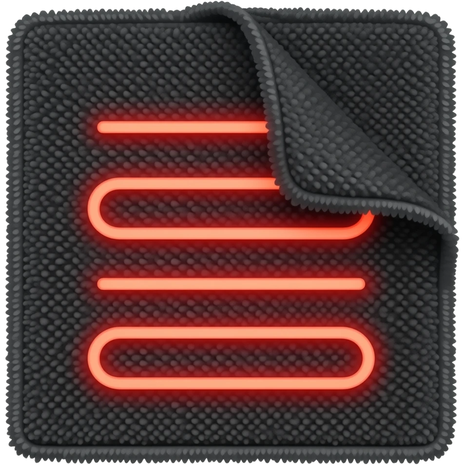 black sauna blanket with red  horizontal heating pads emoji