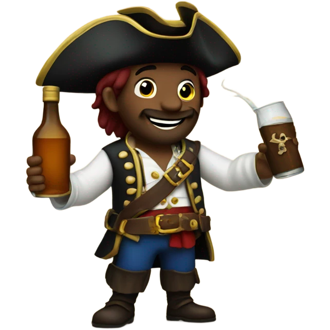A pirate holding up a bottle of rum emoji