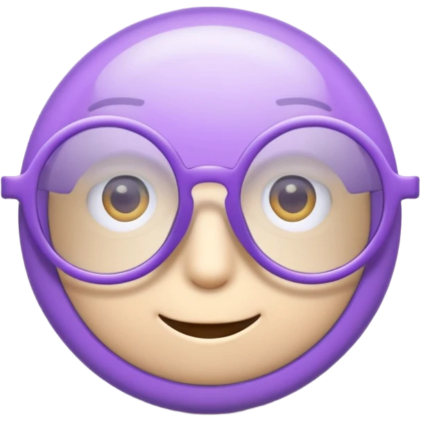 A 3D cartoon lavender-purple round spectacle with thin circular rims, clear lenses, soft shadow. emoji