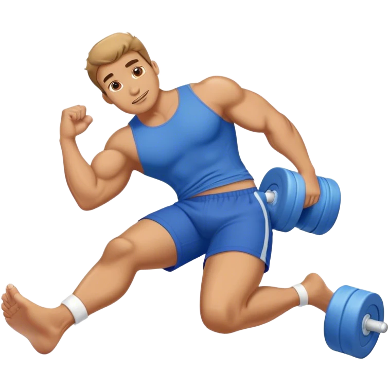 buff guy blue shorts lying down foam-roller emoji