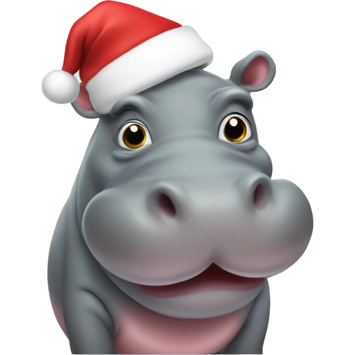Hippo with a Santa hat  emoji
