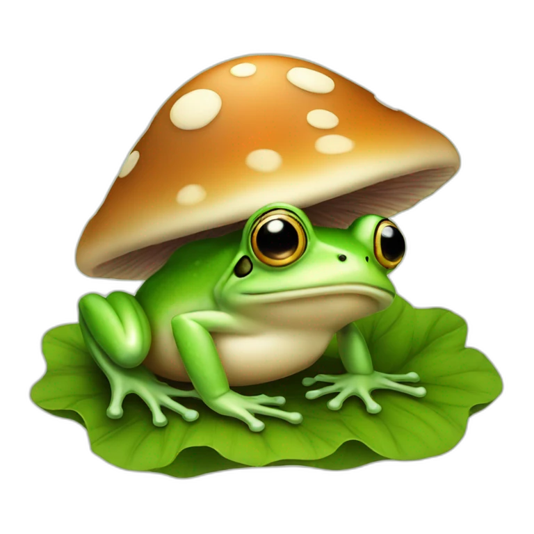 A frog under a mushroom emoji