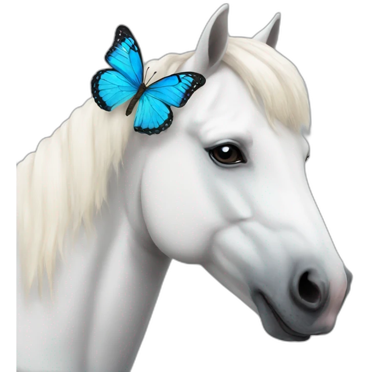 White horse with a butterfly on his nose emoji