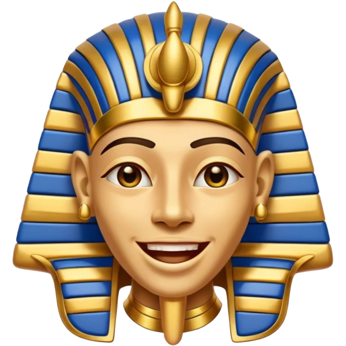Discord emoji for "RA Silkroad", Ancient Egyptian theme, funny Pharaoh face laughing, cartoonish, colorful, shiny gold, small and clear.
 emoji
