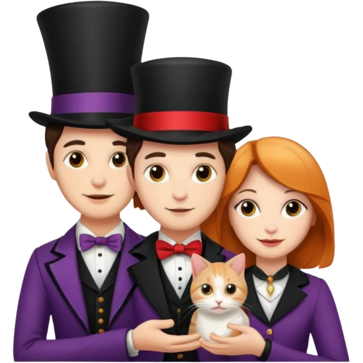 magician couple and their pet cat emoji