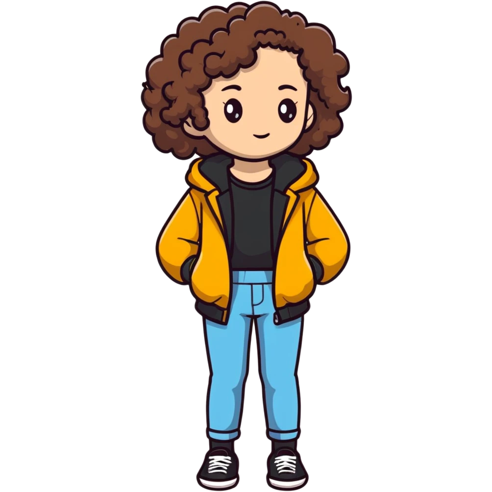 Full body teenage girl with curly brown hair, choni style with urban clothes emoji