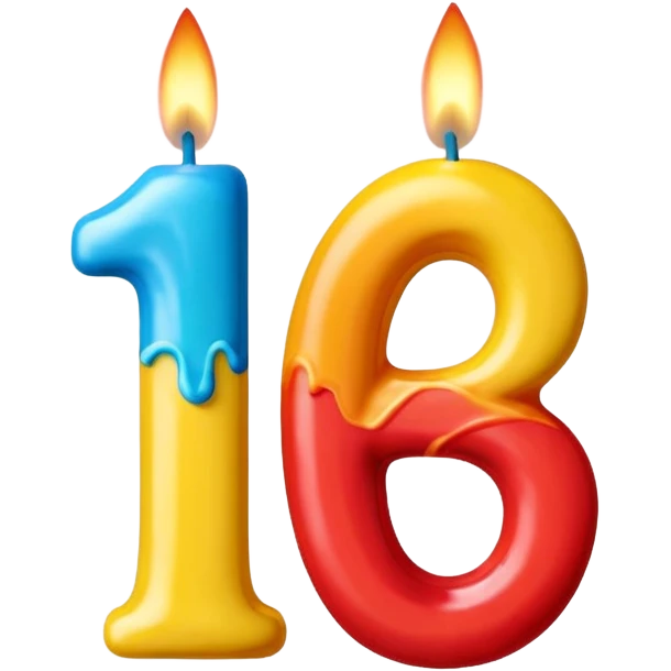 Birthday candles with the shape of the number 15 emoji