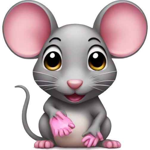 mouse with pink nails  emoji