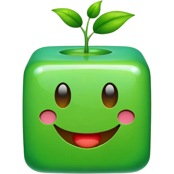Green smiley cube  emoji