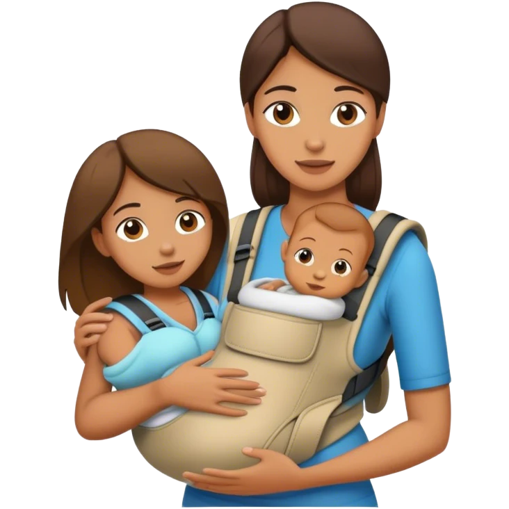Maman porte son bébé à l'aide d'un porte-bébé emoji