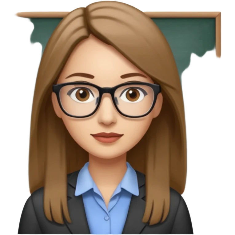 a woman in her 30´s, light skin with medium brown straight hair, long hair. Grey eyes, working as an teacher. No glasses emoji