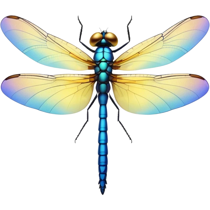 O libelula cu galben in mijloc si albastru pe varful aripilor emoji