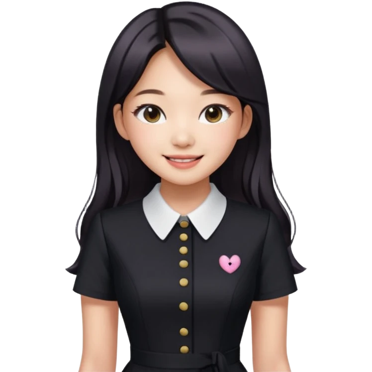 Jennie Kim from Blackpink, medium shot, wearing a stylish office dress emoji