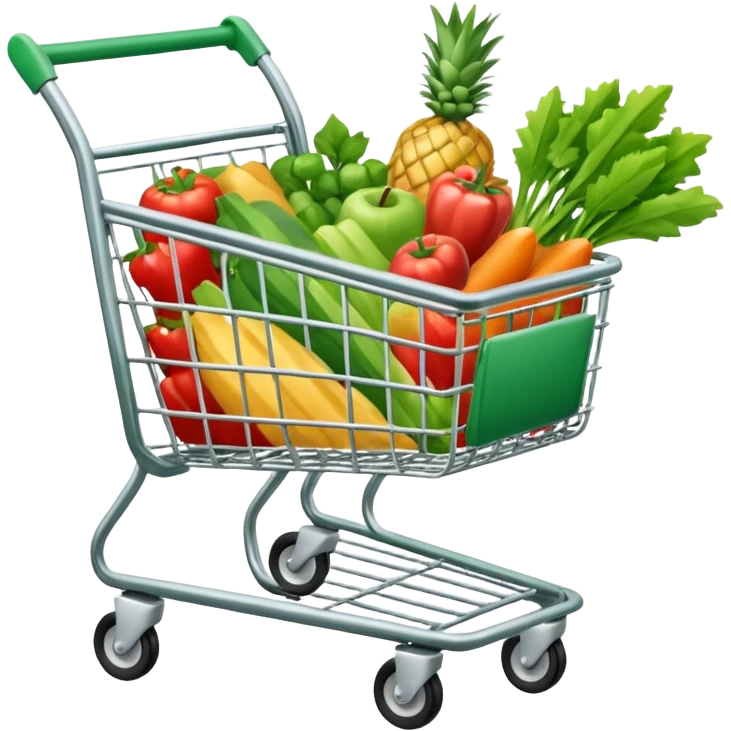 create shopping trolley emoji with green tone color emoji