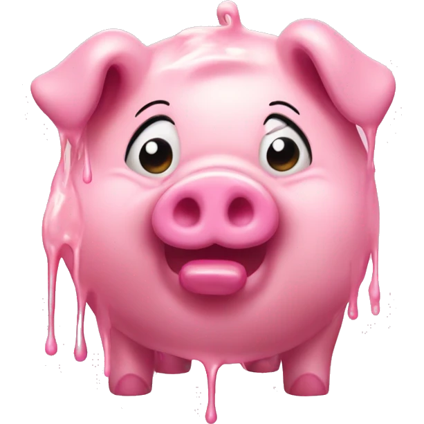 full body pink pig dripping with grease emoji