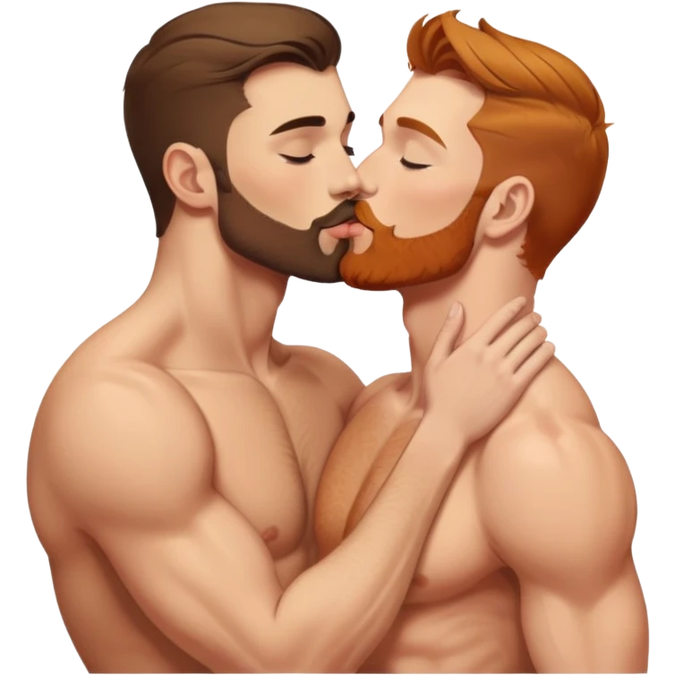 sexy-pose-very-fit-brunette-caucasian-gay-men-kissing-gingerfashionbeard emoji