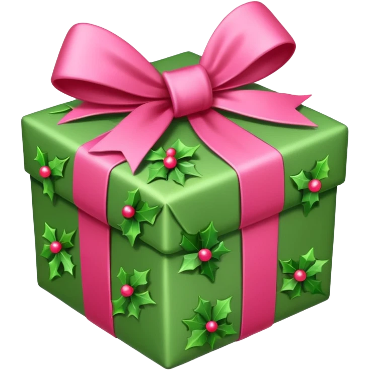 christmas gift with mistletoe magic color and peppermint pink bow emoji