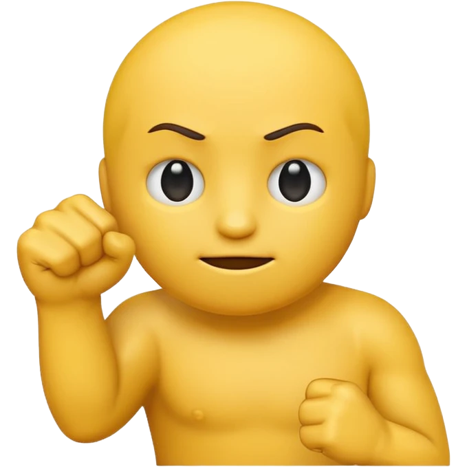 make just the simple yellow emoji with a fist infront of him and a strait face emoji
