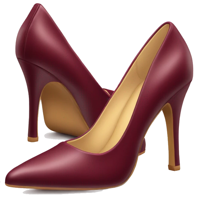 Realistic isolated pair of burgundy pointed toe high heel shoes emoji