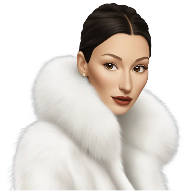 Bella hadid in white fur, minimalist style  emoji