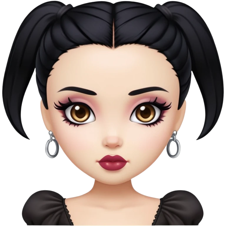 gothic pretty bratz baddie, black hair emoji