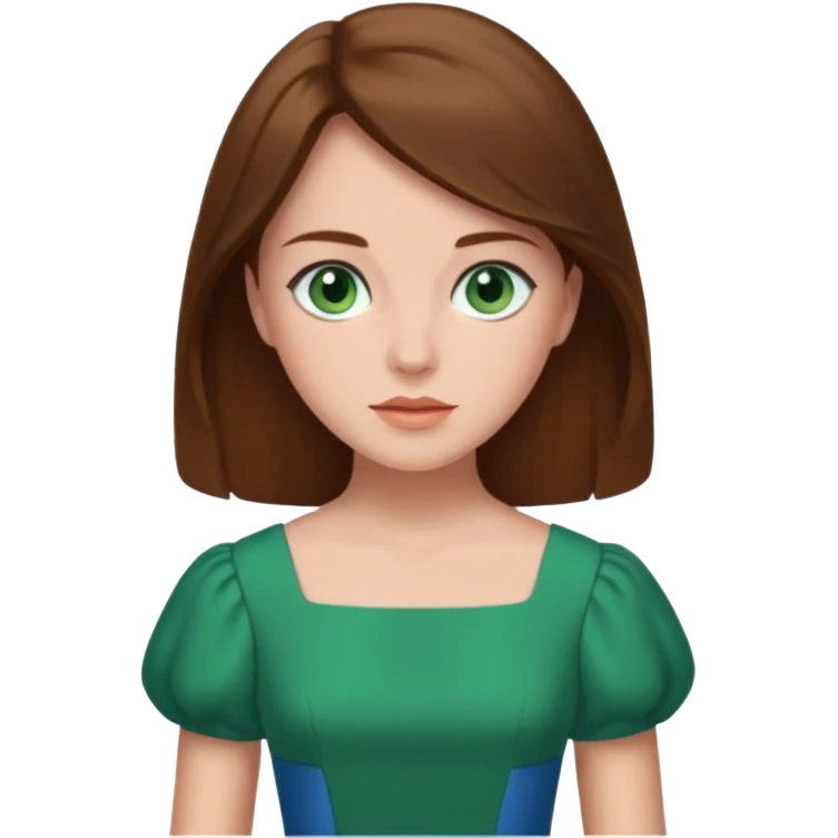 Leonor de Borbon avec cheveux marrons yeux bleu avec robe verte emoji