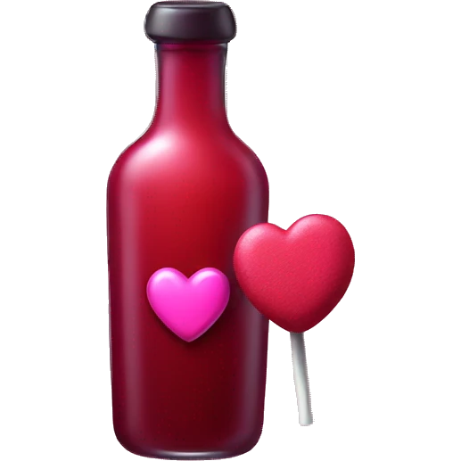 A red potion with a pink heart lollipop beside it emoji