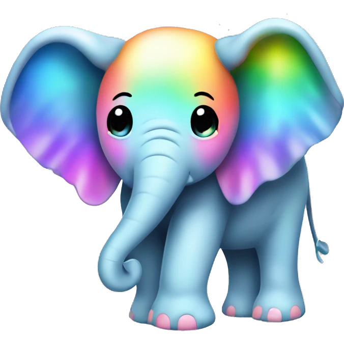 Kawaii bedazzled pastel neon rainbow elephant emoji