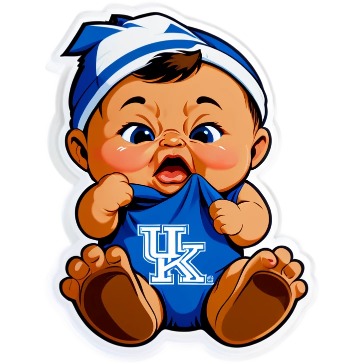 Baby crying holding a Kentucky Wildcats pennant  emoji