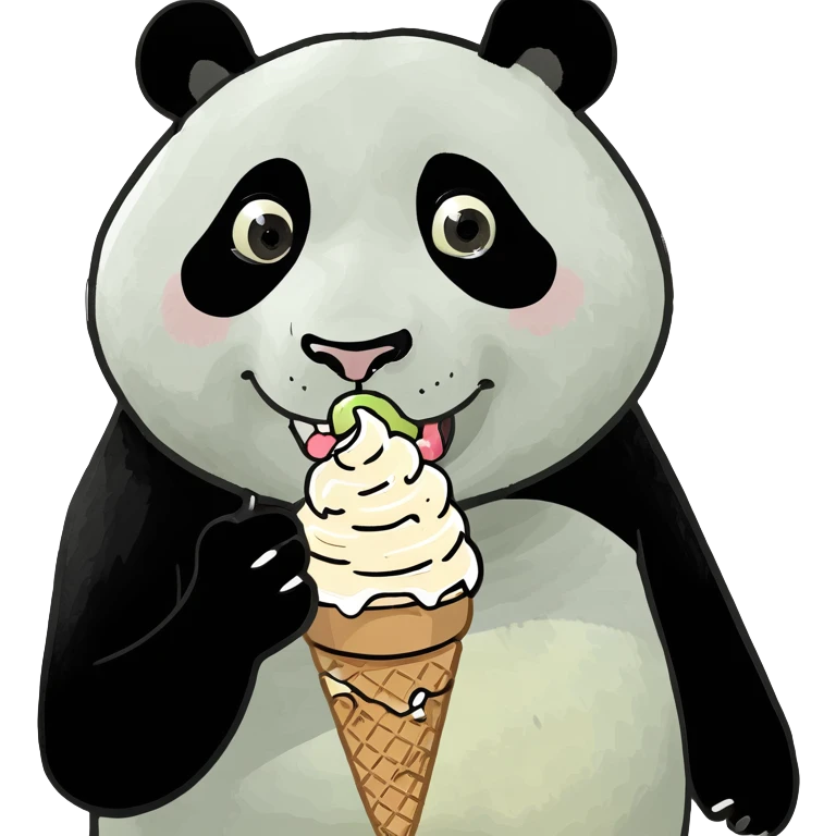 Panda eating ice cream emoji