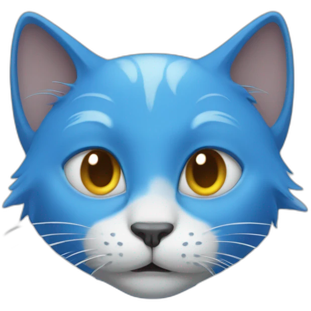 Blue cat with a smurf in his head emoji
