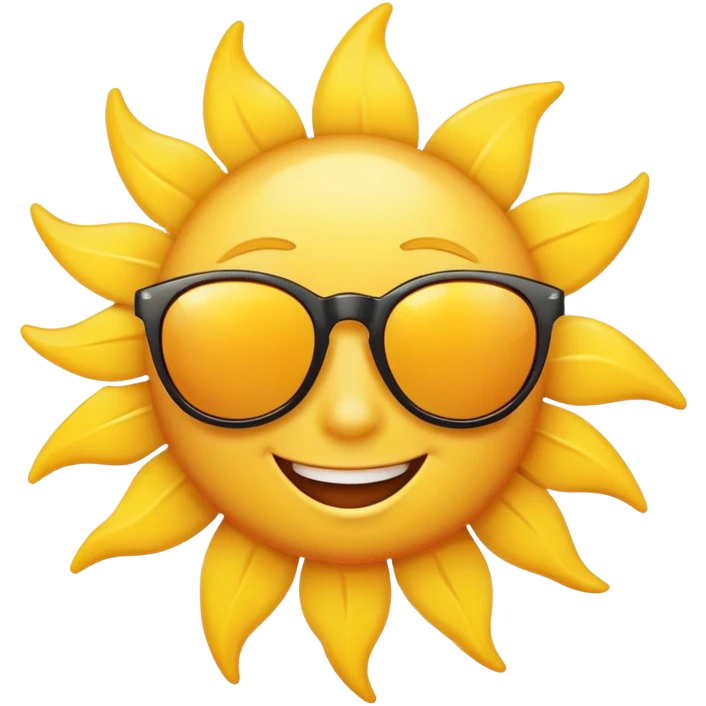 bright yellow sun with cool sunglasses and a cute smiling face emoji