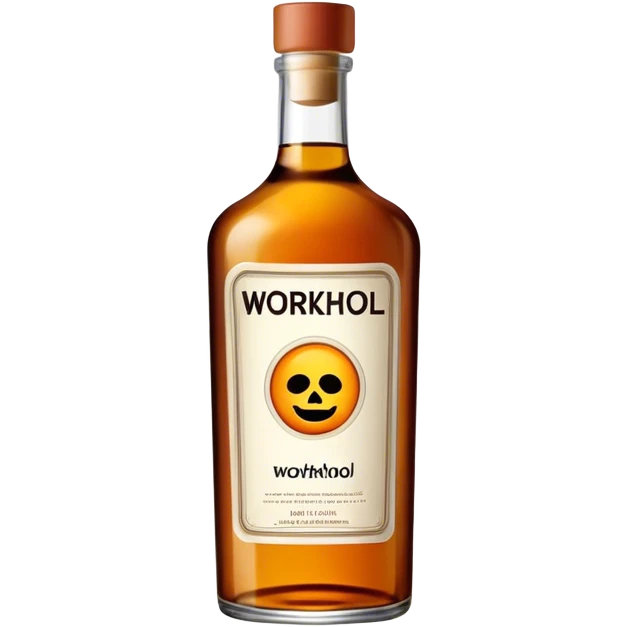 liquor bottle with "workahol" printed on the label emoji