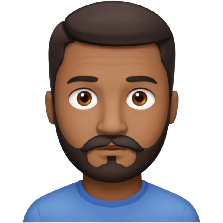 man with an oval face, medium-dark skin tone, short dark hair with a fade cut, dark brown eyes, medium straight nose, full lips, full beard and mustache, neutral expression, small earring in left ear emoji