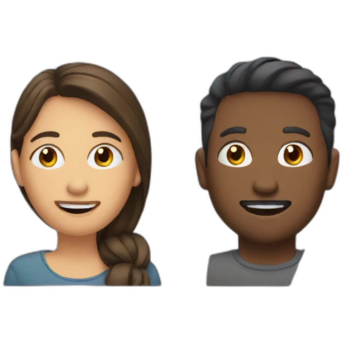 two people talking in a podcast show emoji