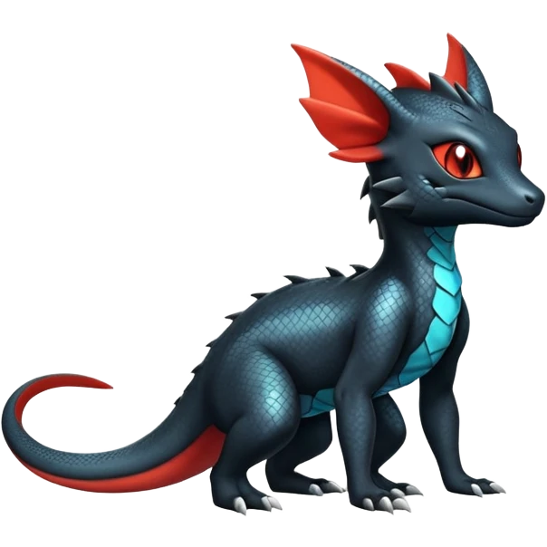 Shiny Salandit-Umbreon-Charmeleon-Fakémon-hybrid-creature (full body)  emoji