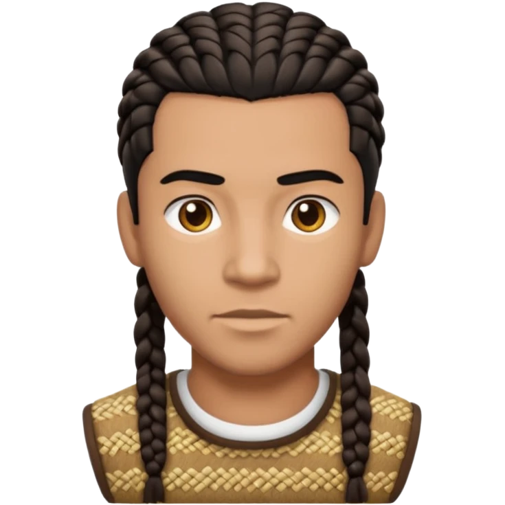 black haired male portrait with cornrows emoji