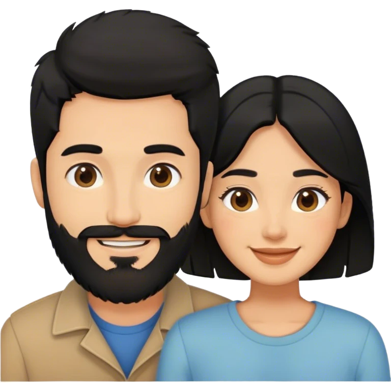 feature couple with soft life aesthetic, black hair, beard for the man  emoji