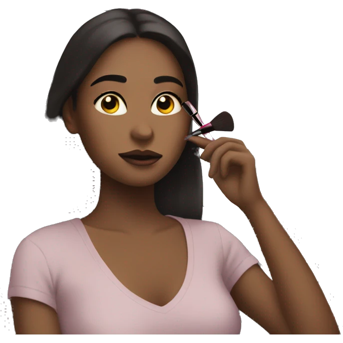 girl puts on makeup while driving emoji