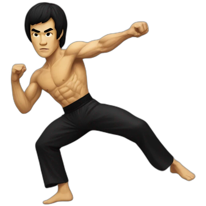 bruce lee side-kick to bag emoji