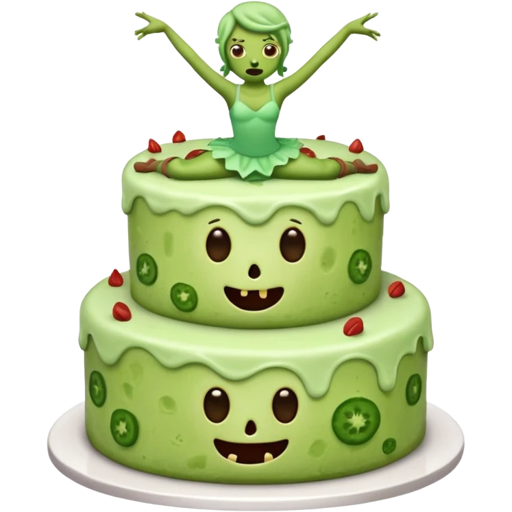 zombie cucumber cake with a dancer, emoji style emoji
